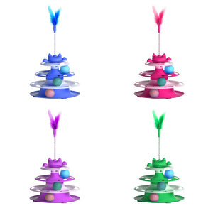 Interactive Cat Toy Set – Turntable, Ball & Teaser Stick for Kittens