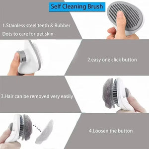 Self-Cleaning Dog Grooming Brush – Easy Hair Removal & Massage Comb