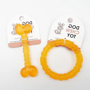 Interactive Dog Chew Toys – Durable Rubber Bones & Rings for Small Dogs