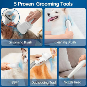 Dog Grooming Kit with Vacuum – 7-in-1 Pet Clipper & Shedding Tool