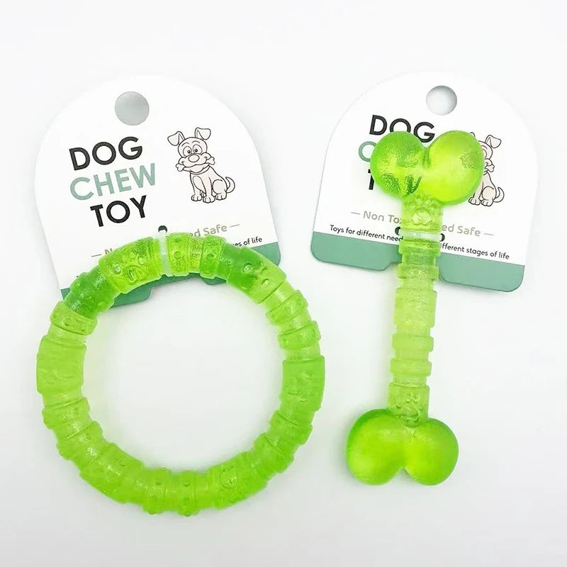 Interactive Dog Chew Toys – Durable Rubber Bones & Rings for Small Dogs