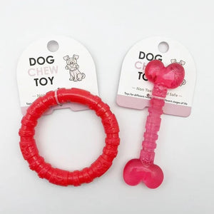 Interactive Dog Chew Toys – Durable Rubber Bones & Rings for Small Dogs