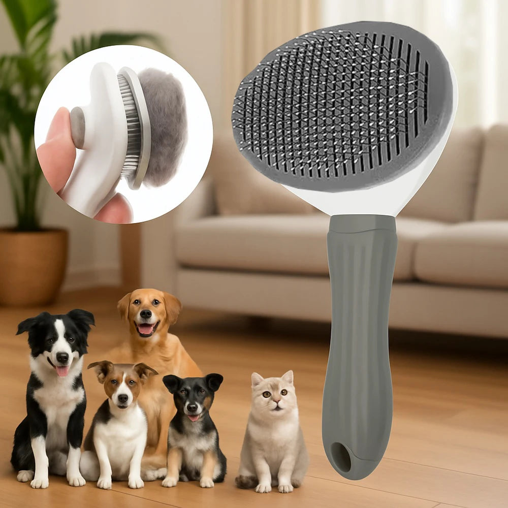 Self-Cleaning Dog Grooming Brush – Easy Hair Removal & Massage Comb