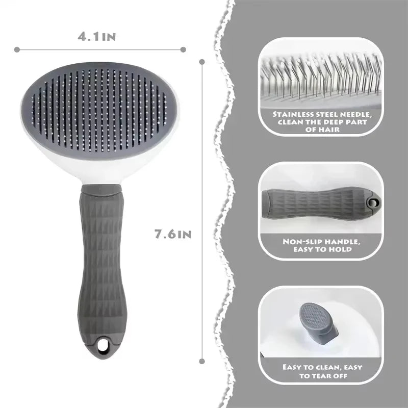 Self-Cleaning Dog Grooming Brush – Easy Hair Removal & Massage Comb